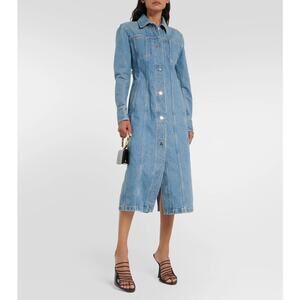 L'AGENCE Vienna Long Jacket in Denim Size Small Light Wash Midi Length Dress